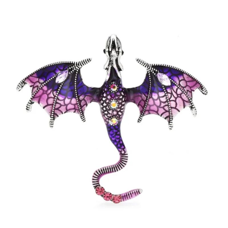 Purple Dragon Pin/Pendant - Enamel and Rhinestones - Click Image to Close